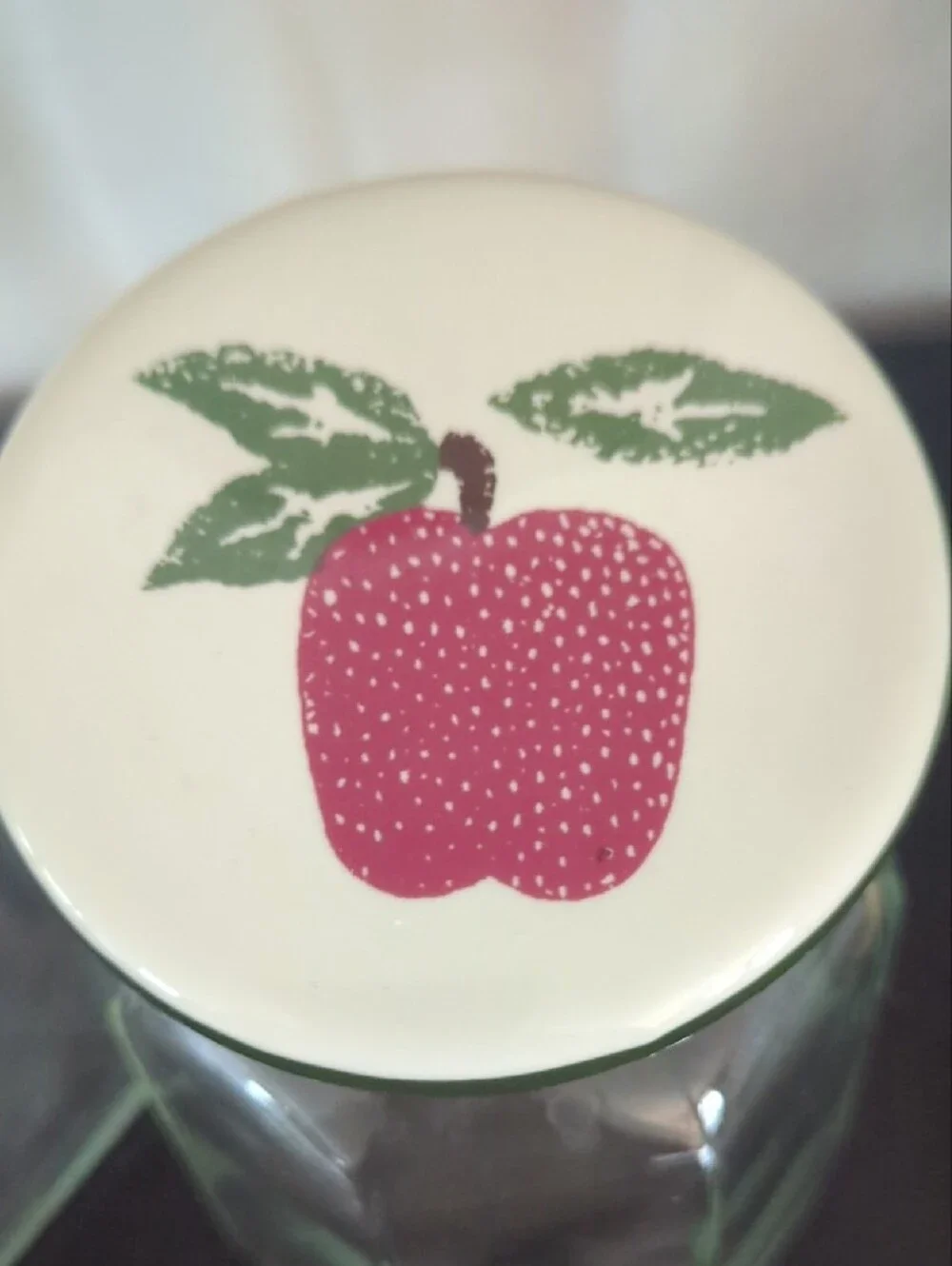 Apple-Print Glass Pantry Jars with White Lids - Set of 2